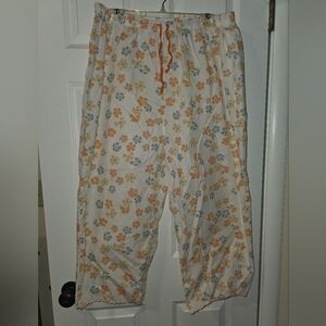 Eddie Bauer Floral Cropped Pajama Pants - Orange and Blue